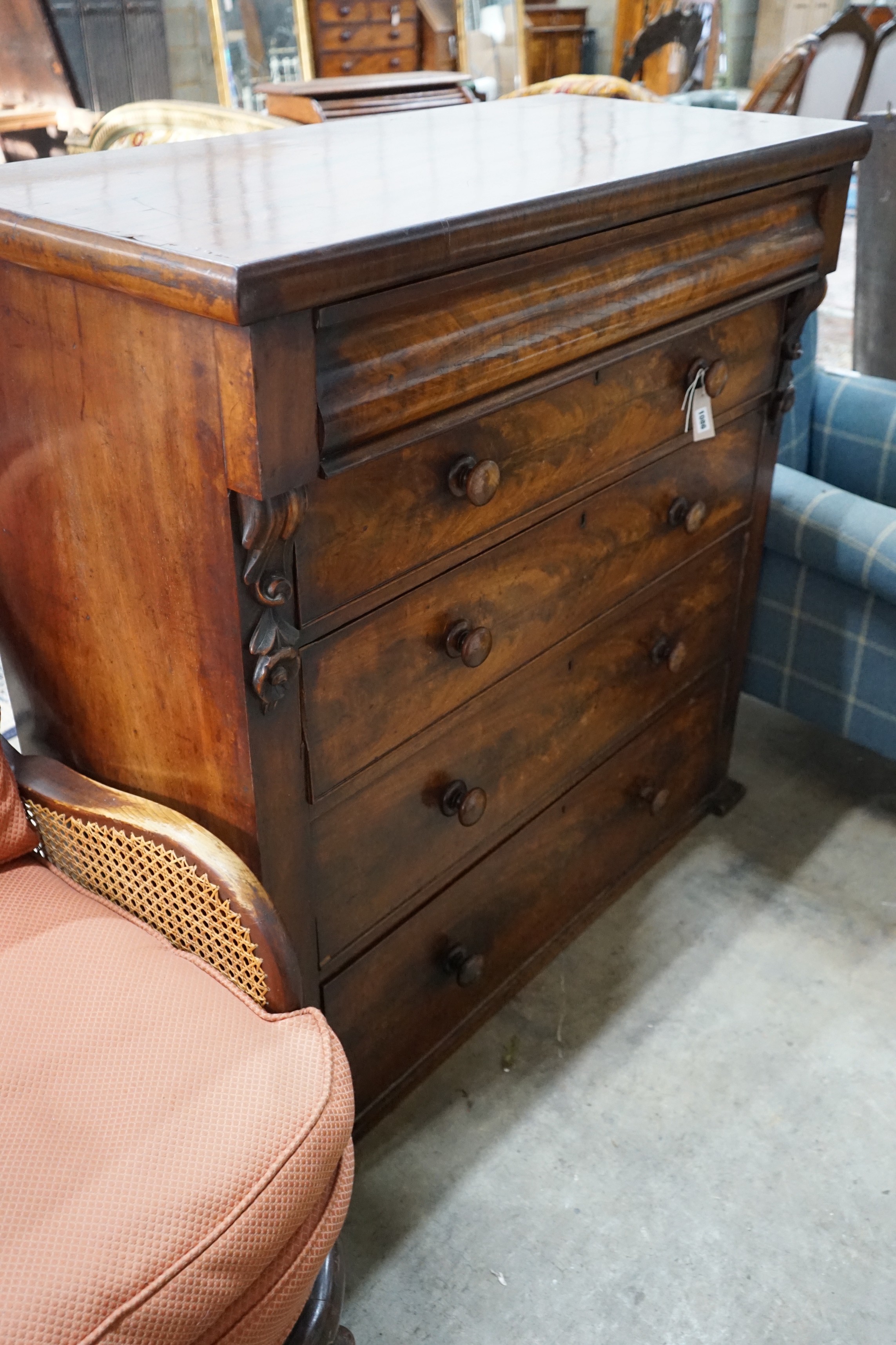 A Victorian Scottish mahogany chest, length 115cm, depth 53cm, height 116cm
